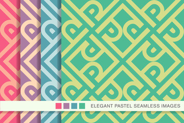 Seamless pastel background set cross frame spiral check