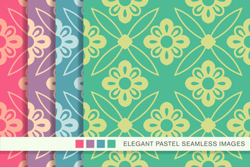 Seamless pastel background set cross round flower