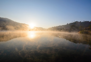 Fototapeta premium sunrise at reservoir