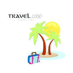 Travel agency vector logo design. Beach, Sea, Horizon