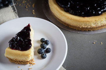 piece of freshness delicious blueberry cheese cake on plate
