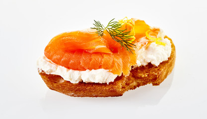 Gourmet fresh smoked salmon and dill canape