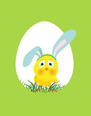 Funny Easter card with cute chicken