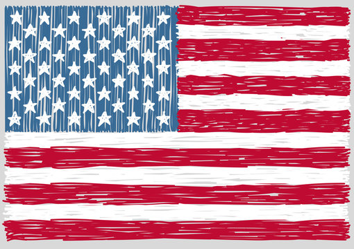Hand Drawn United States of America Flag