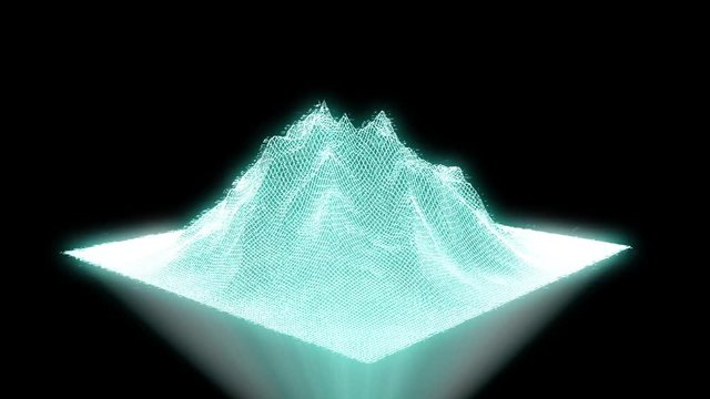Mountain in Wireframe Hologram Style. Nice 3D Rendering
