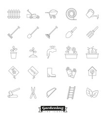 Gardening Line Icon Set. Vector collection of gardening symbols