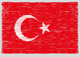 Hand drawn Turkish flag