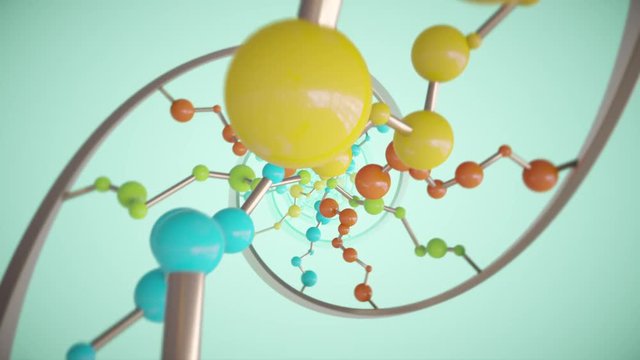 DNA molecule helix.  Artist impression of a rotating double helix DNA strand.