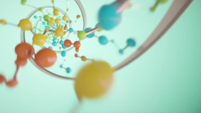 DNA molecule helix.  Artist impression of a rotating double helix DNA strand.