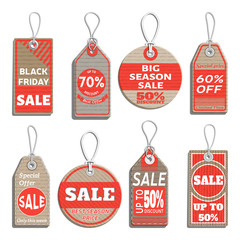 different badges and tags on the theme of sale, discount, retail