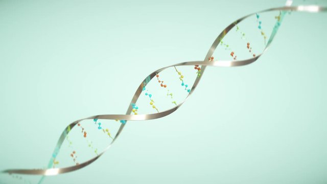 DNA molecule helix.  Artist impression of a rotating double helix DNA strand.