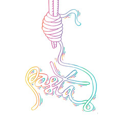 Sketchy noodle on stick with text  Pasta 