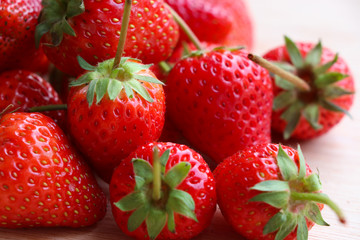 Red strawberries freshness on wood background