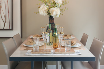 table set on dining table