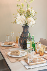 table set on dining table