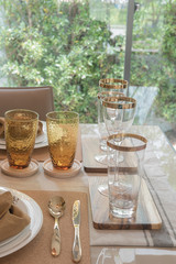 table set on dining table