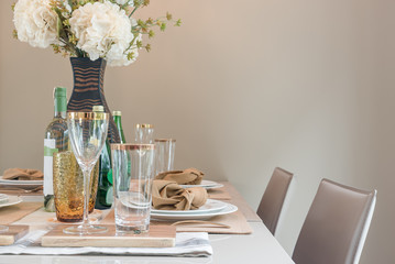 table set on dining table