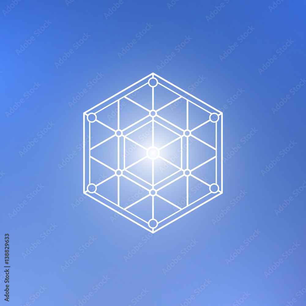 Poster abstract technology element on a blue background. communication element. hexagon element.