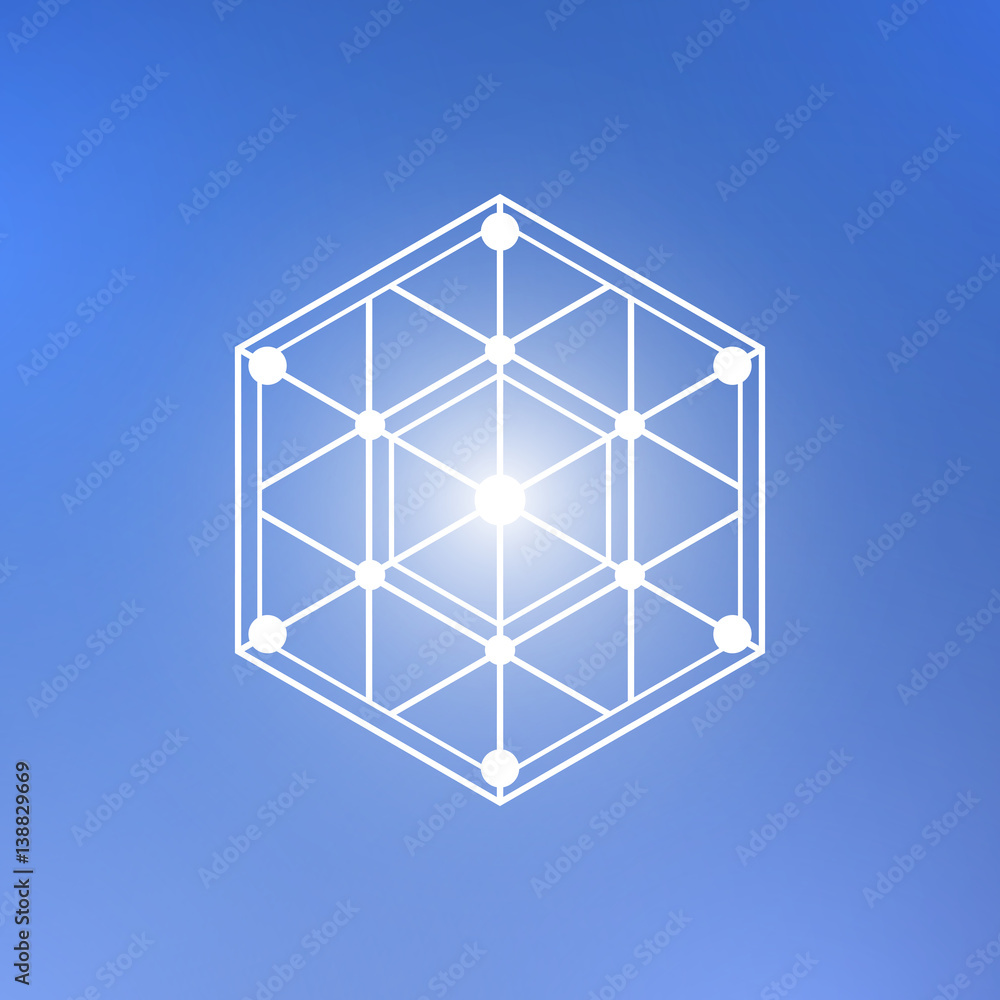 Poster abstract technology element on a blue background. communication element. hexagon element.