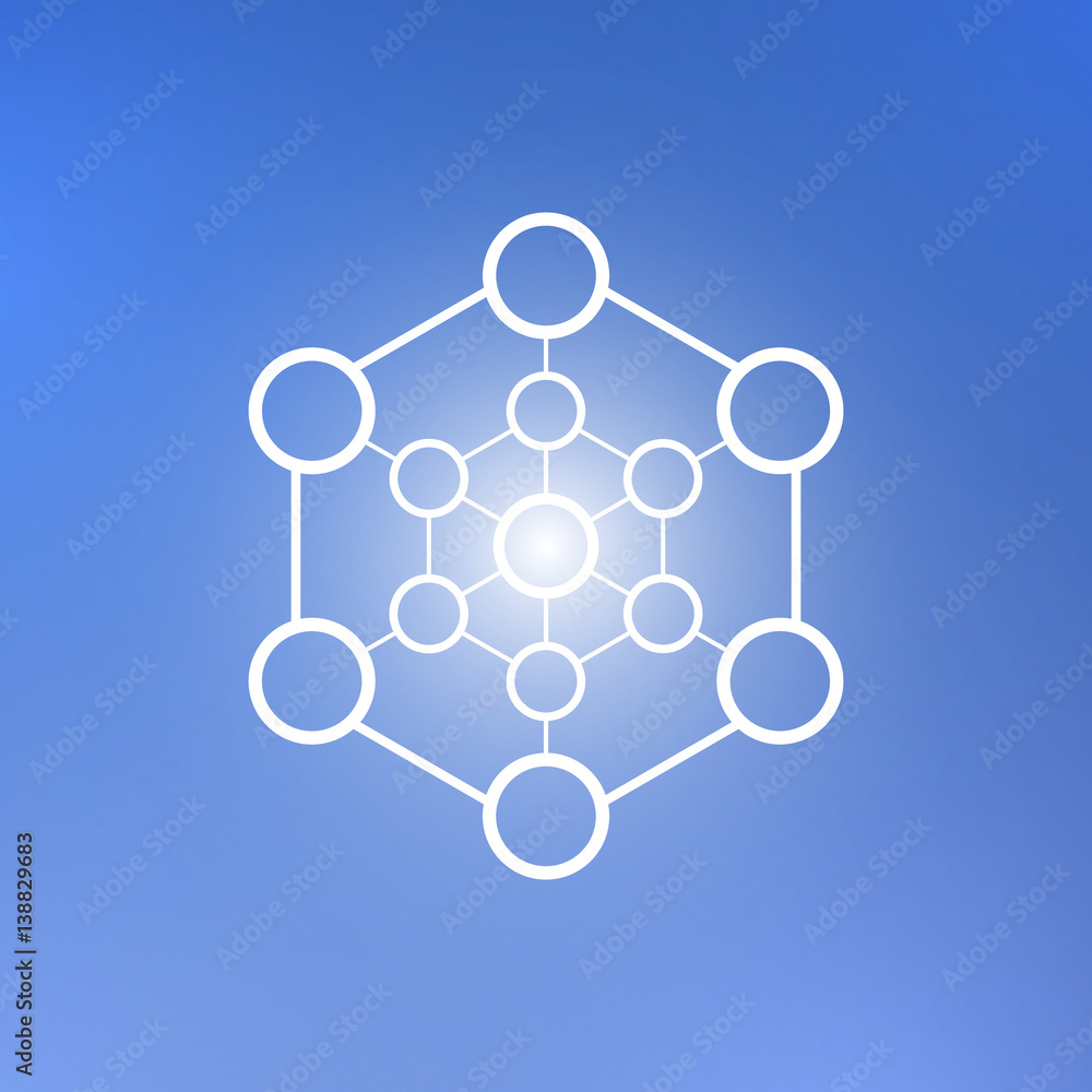 Poster abstract technology element on a blue background. communication element. hexagon element.