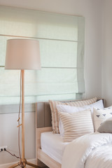 wooden modern lamp design in modern bedroom