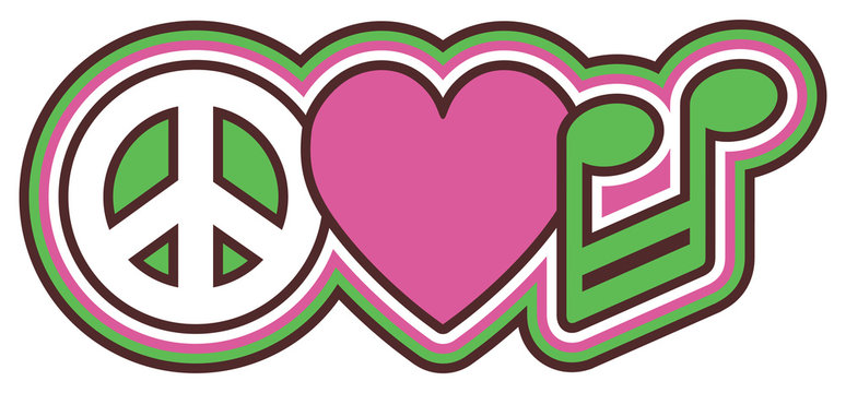 Peace Love Music in Pink and Green
