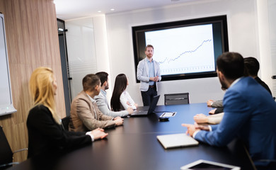 Business meeting in modern conference room