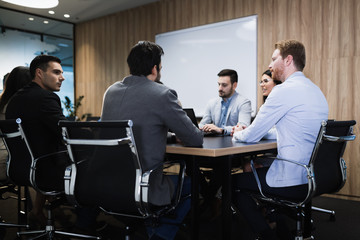 Business meeting in modern conference room