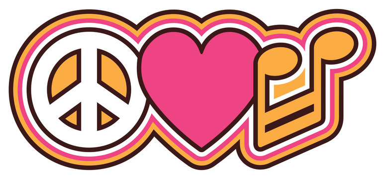 Peace Love Music in Pink and Orange