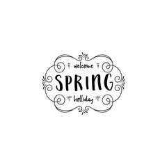 Badge set for small businesses - Spring. The pattern printing plate handmade works written by hand font. It can be used in a corporate style, prints, for your design