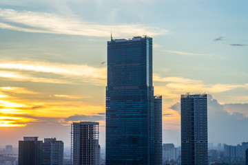 Fototapeta na wymiar High rise buildings at sunset in Hanoi, Vietnam