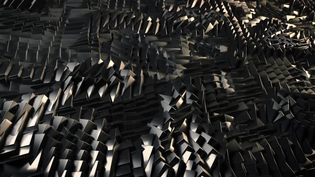 Background loop of waving cubes.  Abstract metal cubes smoothly grinding away.