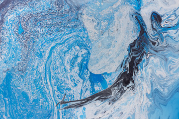 Aquamarine marbling texture. Abstract  background with  waterfall. Handmade oil painted surface....