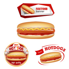 Set beautiful realistic icons of fast food