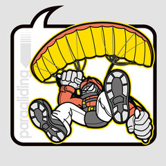 Vector illustration of paraglider in speech bubble