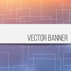 Geometric pattern with lines, central white banner, on a colored background.