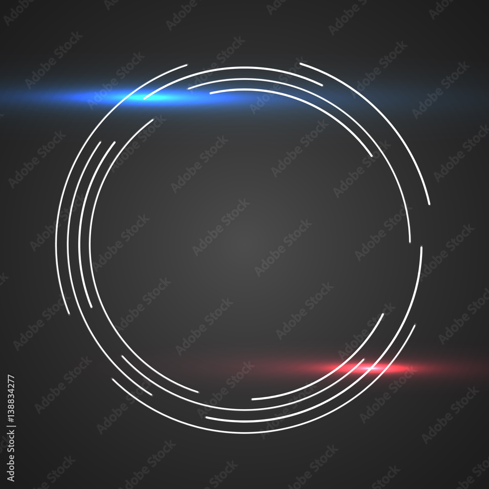 Sticker Shiny Dark Round Background Whit Lines Red Purple Blue Vector Illustration