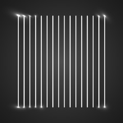 Glowing whit stripes on black background. Abstract vector illustration.