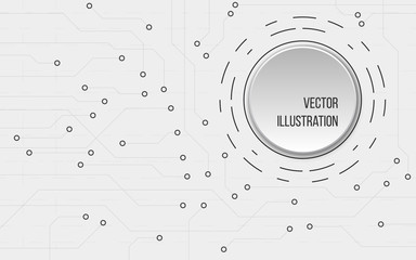 Circuit board banner vector on white background. Processor and chip, engineering and tech, motherboard and computer design, illustration