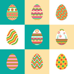Set icons colorful Easter eggs