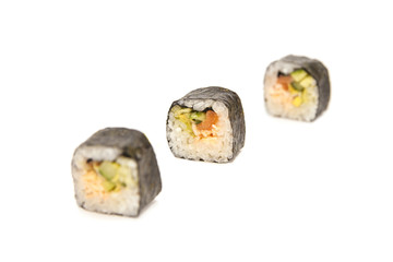 Japanese california roll on a white background