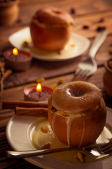 Baked apples with cottage cheese,nuts and raisins