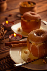 Baked apples with cottage cheese,nuts and raisins
