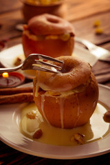 Baked apples with cottage cheese,nuts and raisins