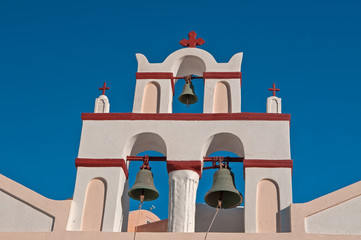 Church in Oia town, Santorini island, Greece.