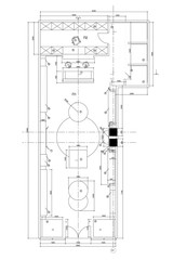 Standard office furniture symbols on floor plans