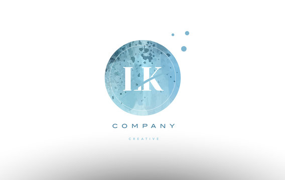 lk l k  watercolor grunge vintage alphabet letter logo