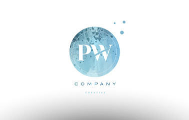 pw p w  watercolor grunge vintage alphabet letter logo