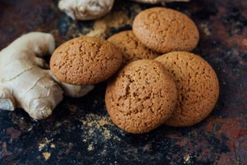 Ginger snaps on black