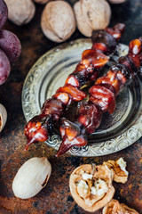 Sweet churchkhela with ingredients.